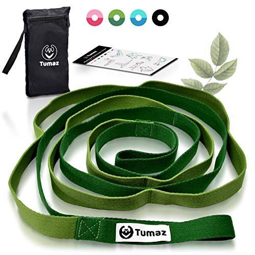 Product Cover Tumaz Stretch Strap - 10 Loops & Non-Elastic Band - The Perfect Stretching Strap for PT(Physical Therapy), Yoga, Workout, Pilates, Dance - [Extra Thick, Durable, Soft - Comes with Travel Bag]