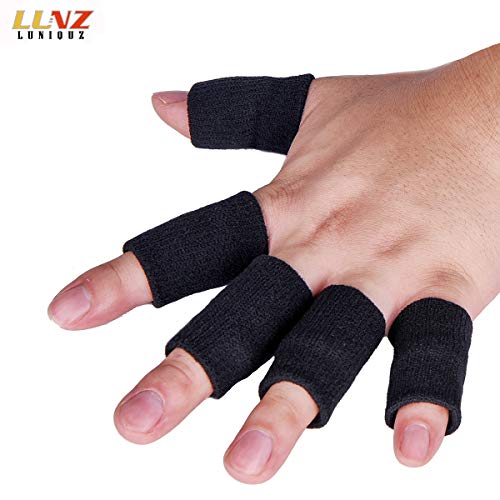 Product Cover Luniquz Finger Sleeves, Thumb Splint Brace for Finger Support, Relieve Pain for Arthritis,Triggger Finger, Compression Aid for Sports, Black