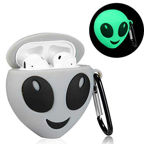 Product Cover Mulafnxal Compatible with Airpods 1&2 Case,Silicone 3D Cute Fun Cartoon Funny Character Desginer Airpod Cover,Kawaii Fashion Cool Chic Design Skin,Shockproof Cases for Teens Girls Boys Air pods(Alien)
