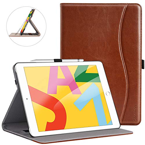 Product Cover ZtotopCase for New iPad 7th Generation 10.2 Inch 2019,Premium PU Leather Slim Folding Stand Cover with Auto Wake/Sleep,Multiple Viewing Angles for Newest iPad 7th Gen 10.2'' 2019,Brown
