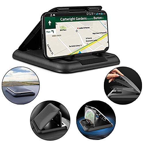 Product Cover Car Phone Holder Dashboard Car Phone Mount Holder with Silicone Pad Mat Car Phone Mount Compatible with iPhone, Samsung, Android Smartphones, GPS Devices and More from 4.7 to 6.7 inches (Black)