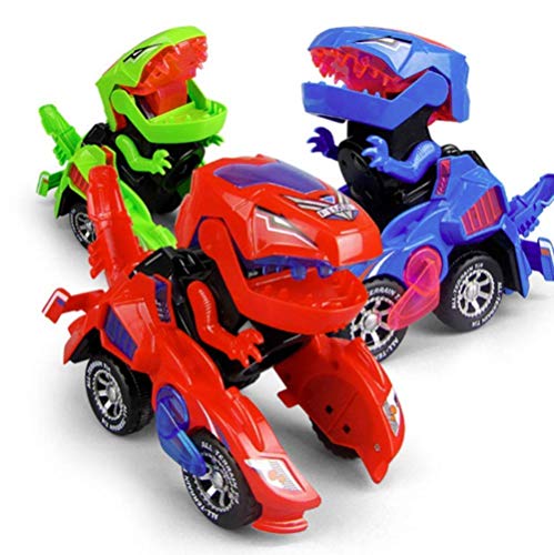 Product Cover HENGBANG Transforming Toys, Dinosaur Cars Combined Into One,Automatic Transformation, Transformation of Dinosaur LED Cars, Lamps (Red)