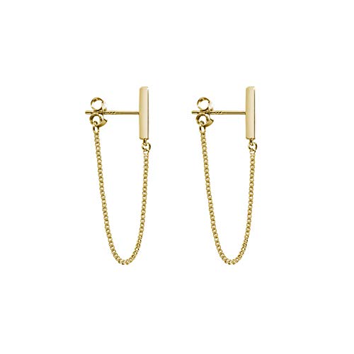 Product Cover Minimalist Bar Earrings with Chain Sterling Silver Thread Earrings Gold Dangle Earrings for Women