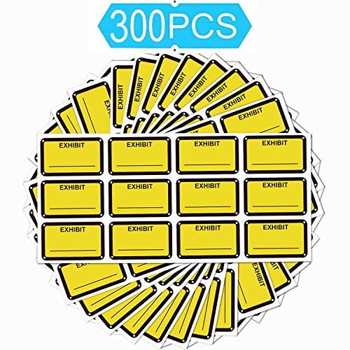 Product Cover Legal Exhibit Stickers 1.65 X 1 Inches - Fluorescent Yellow Color-Coded Exhibit Labels 300 Stickers Per Pack