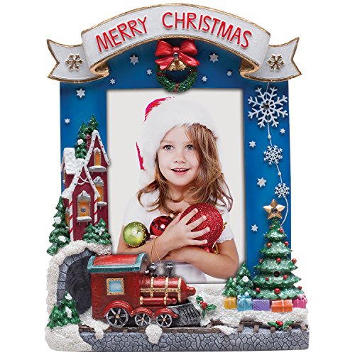 Product Cover Fine Photo Gifts 4x6 Light Up Merry Christmas Train Picture Frame
