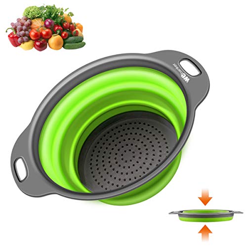 Product Cover Kitchen Collapsible Colander,Webanker Food-Grade Silicone Strainer Space Saver Folding Strainer Colander,9.5 inches 3 Quart and Sizes 8 inches 2 Quart(Large)