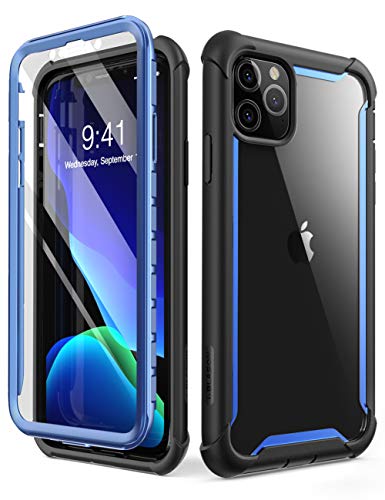 Product Cover i-Blason Ares Case Compatible with iPhone 11 Pro Max 2019 Release, Dual Layer Rugged Clear Bumper Case with Built-in Screen Protector (Blue)