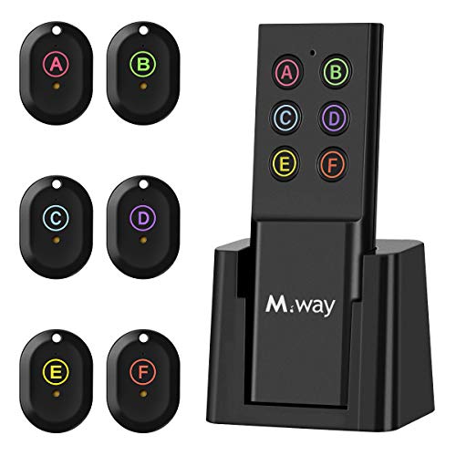 Product Cover M WAY Key Finder, Wireless RF Item Locator Key Tracker Anti-Lost Alarm Keychain,1 RF Transmitter and 6 Receivers (Letter)