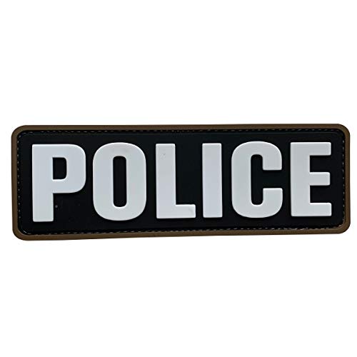 Product Cover uuKen Big PVC Police Patch 6x2 inches Hook Fastener Back Black and White for Military Police Officer Tactical Vest Jacket Combat Plate Carrier Panel Law Enforcement