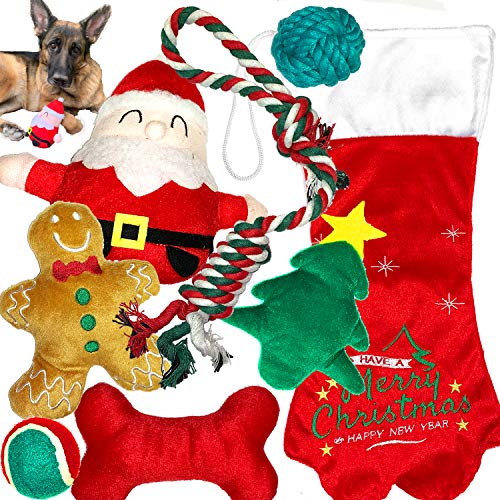 Product Cover Jalousie Valentine's Day Toys for Dogs - Dog Squeaky Toy and Rope Toy Bundle (Christmas Toys Combo B)