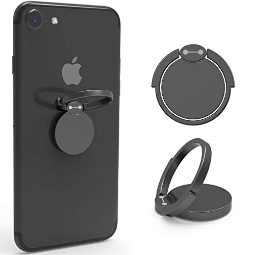 Product Cover VELAGOL Finger Ring Stand 360° Rotation Thin Universal Phone Ring Holder Kickstand Compatible with iPhone Xs/Xs MAX/X/8/8 Plus/7/7 Plus, Samsung Galaxy and Other Smartphones (Matte Black)