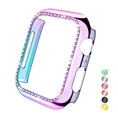 Product Cover Zekapu Compatible with Apple Watch Case 40mm, Colorful Bling Diamond Bordered iWatch Protector for Series 5/4