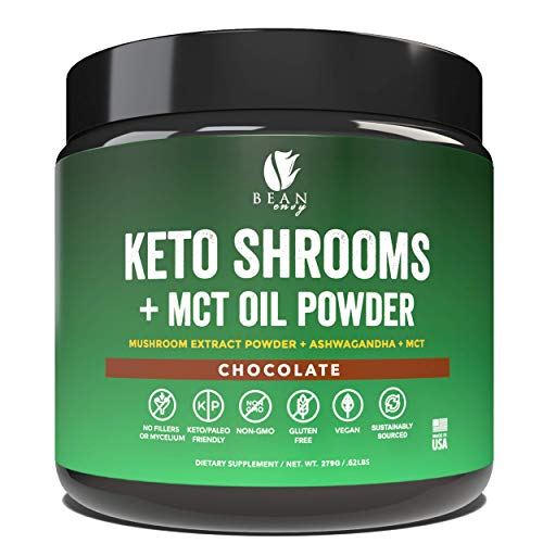 Product Cover Bean Envy Keto Shrooms - Mushroom Extract Root Powder + MCT Oil Powder + Ashwagandha - Perfect for Keto, Immunity Boost, Weight Loss and Stress Management - Chocolate