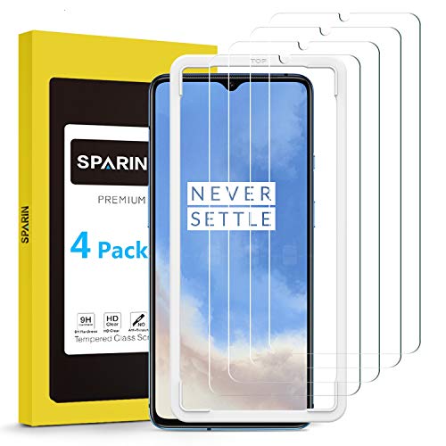Product Cover [4-Pack] OnePlus 7T Screen Protector, SPARIN Tempered Glass Screen Protector for OnePlus 7T with Alignment Frame / High Definition / Scratch Resistance