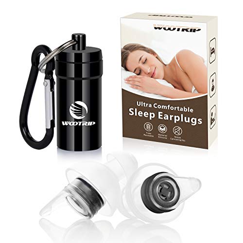 Product Cover Ear Plugs, WOOTRIP SNR 32dB Sleeping Earplugs Comfortable & Resuable with Aluminum Carry Case for Sleeping, Snoring, Hearing Protection, Noise Sensitivity Conditions and More (Black)