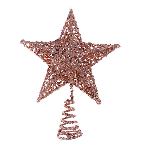Product Cover 20cm CHRISTMAS Tree Iron Star Topper Glittering CHRISTMAS Tree Decoration Ornaments (Rose Gold)