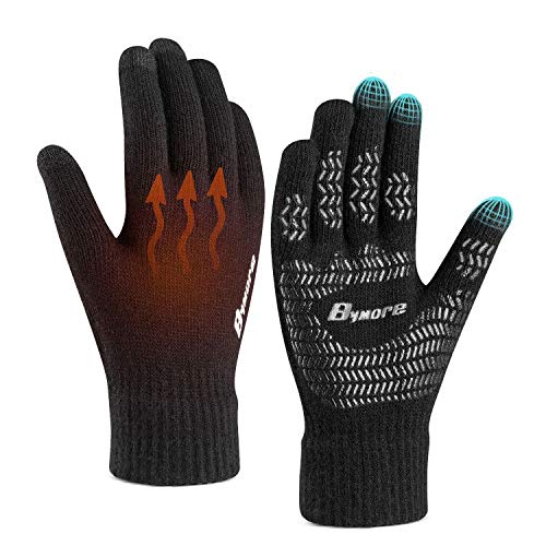 Product Cover BYMORE Winter Gloves for Woman and Men Touch Screen Elastic Knit Gloves Anti-Slip