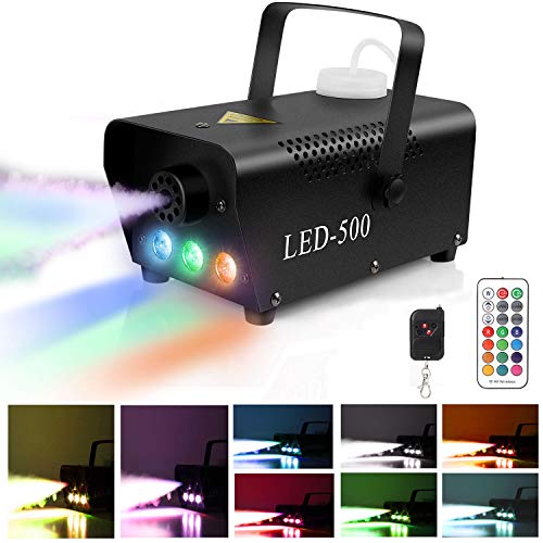 Product Cover Fog Machine,Smoke Machine Fog UPGRADED Portable 500W Fog Machine with Lights Wireless Remote Control Colorful LED Light Effect for Holidays Parties Weddings Christmas Halloween