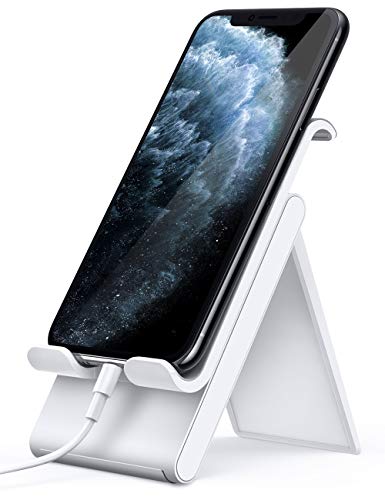 Product Cover Lamicall Adjustable Cell Phone Stand - Foldable Phone Holder Cradle for Desk, Desktop Charging Dock Compatible with iPhone 11 Pro XS Max XR X 8 7 6S Plus 6 Samsung Galaxy S10 S9 S8 Smartphones - Gray