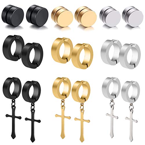 Product Cover Jewdreamer 9Pairs Non-piercing Magnetic Earrings for Men Women Clip on Huggie Dangle Earrings Set