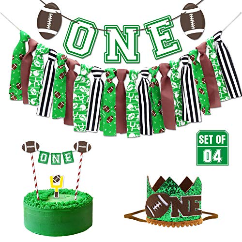 Product Cover Vansolinne Football High Chair Banner Game Day Party Decorations Touchdown First Birthday Cake Smash Tailgate NFL Party Supplies Super Bowl Sunday Photo Booth Props for 1st Baby