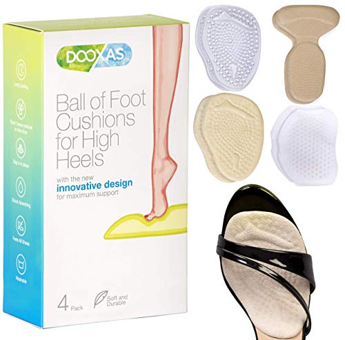 Product Cover Ball of Foot and Heel Cushions for High Heels metatarsal pads for women 4-Pack - Soft Gel Shoe Inserts Relieve Foot Pain - Adhesive Comfort Insole Set for Any Size of Shoe by Dooxas