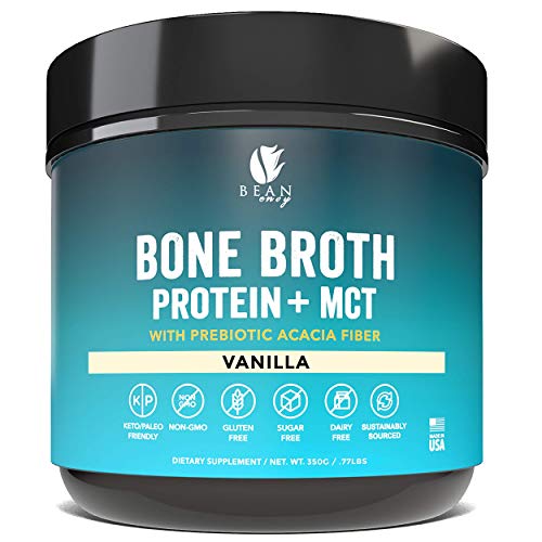 Product Cover Bean Envy Bone Broth Protein Powder + MCT Oil + Prebiotic Acacia Fiber for Joint Protection, Better Digestion, Energy Boost, Weight Loss, and Sleep - Vanilla