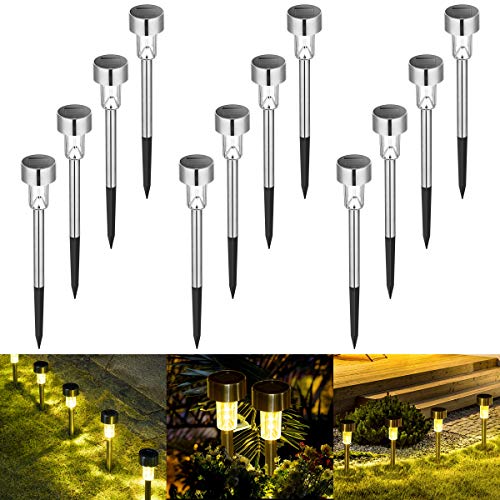 Product Cover Sowsun Solar Pathway Lights Outdoor ,Solar Powered Landscape Garden Lights for Pathway ,Lawn, Patio, Yard,Path,Walkway Decoraiton-12 Pack(warm white)