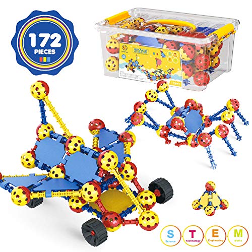 Product Cover AOKESI STEM Building Toys for Kids 172 PCS Snap Together Building Kits | Engineering Early Learning Building Blocks Set Best Gift for Ages 3 ,4, 5, 6, 7 and 8 Year Old Boys and Girls |Top Blocks Game