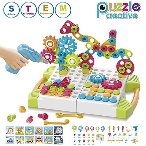 Product Cover STEM Learning Toys (227 Piece) - 5 in 1 Building Block Games Set with Toy Drill & Screw Driver Tool Set - Educational Toys Construction Tool Kit Best Gift for Kids Boys & Girls Ages 3+