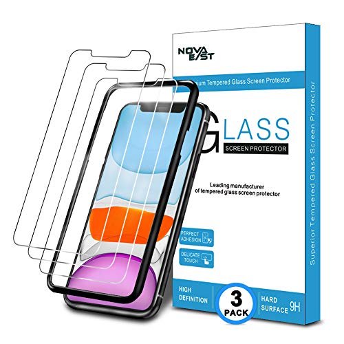 Product Cover Novaeast Tempered Glass for iPhone 11 Screen Protector and iPhone XR Screen Protector, Easy Installation Frame, 6.1 Inch, 3-Pack