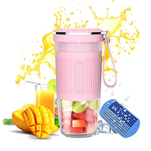 Product Cover Portable Blender, AUZKIN Cordless Mini Personal Blender Small Smoothie Blender USB Fruit Juicer Mixer - 10 Oz Rechargeable,IP68 Waterproof, BPA Free,Pink