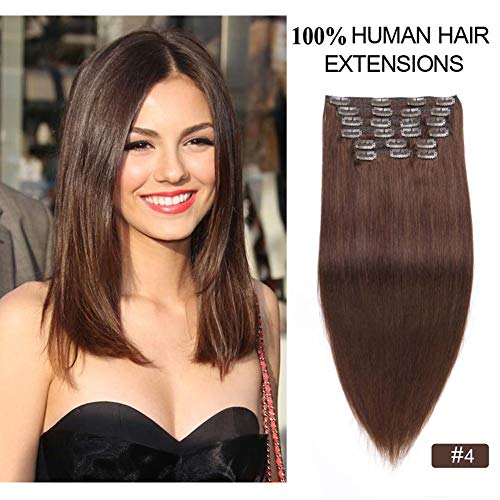 Product Cover Clip in hair extensions full head remy human hair 8 colors for women