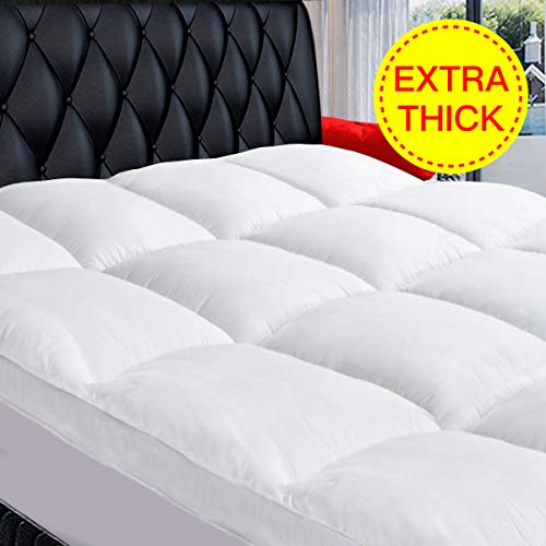 Product Cover King Mattress Topper, Extra Thick Mattress Pad Cover, Cooling Cotton Pillowtop 400TC Plush Top with 8-21 Inch Deep Pocket