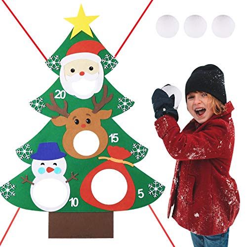 Product Cover Max Fun Christmas Tree Bean Bag Toss Games with 3 Snowballs for Kids Party Favor (Christmas Toss Game)