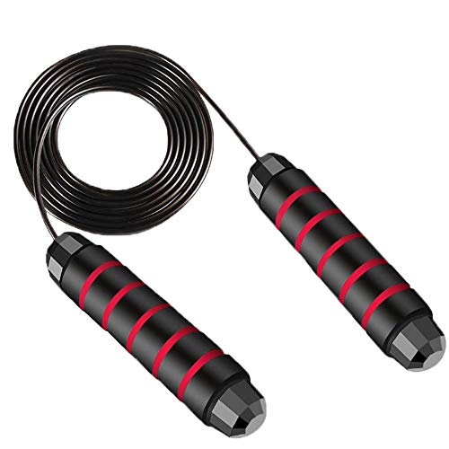 Product Cover PENGPAI Jump Rope Workout Skipping Rope for Exercise Tangle-Free with Ball Bearings Rapid Speed Jump Rope Memory Foam Handles Fit for Aerobic Exercise Speed Training Endurance Workout (Red+Black)