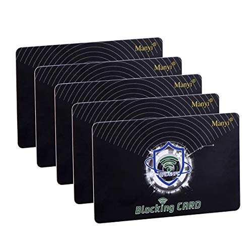 Product Cover 5Pcs RFID Blocking Card, Protection Entire Wallet and Purse Shield, Contactless NFC Bank Debit Credit Card Protector Blocker (Black)
