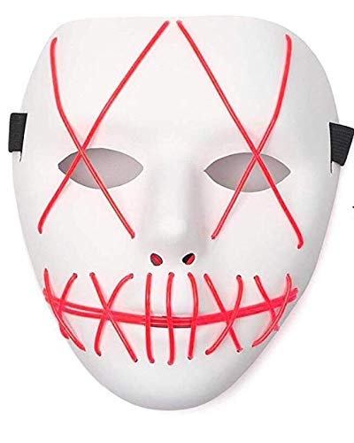 Product Cover Tagital Halloween Mask LED Light Up Funny Masks The Purge Movie Scary Festival Costume Red
