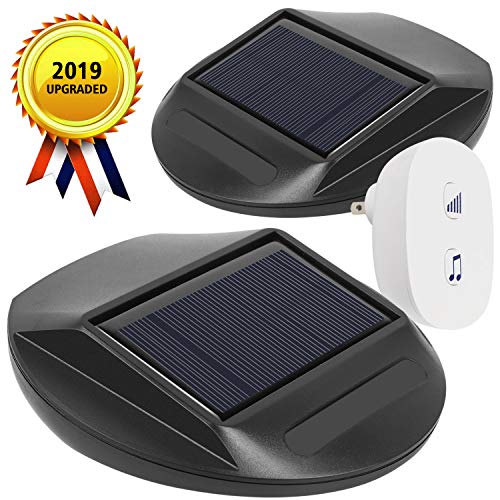 Product Cover WJLING 2019 UPGRADED Solar Motion Sensor Alarm,Solar LED Lights, Wireless Driveway Alarm, Outdoor,Indoor Weatherproof Business Detect Alert with 2 Sensor and 1 Receiver,38 Chime Tunes - LED Indicators