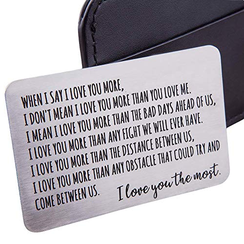Product Cover Wallet Insert Card Anniversary Gifts For Men Husband From Wife Girlfriend Boyfriend Birthday Gifts Metal Mini Love Note Valentine Wedding Gifts For Groom Bride Him Her Deployment Gifts
