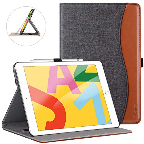 Product Cover ZtotopCase for New iPad 7th Generation 10.2 Inch 2019,Premium PU Leather Slim Folding Stand Cover with Auto Wake/Sleep,Multiple Viewing Angles for Newest iPad 7th Gen 10.2'' 2019,Denimblack