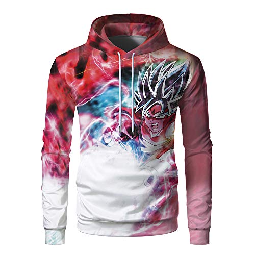 Product Cover Anime Dragon Ball Z Boys Mens 3D Print Digital Colorful Cool Soft Pocket Cap Polyester Hoodies Sweater