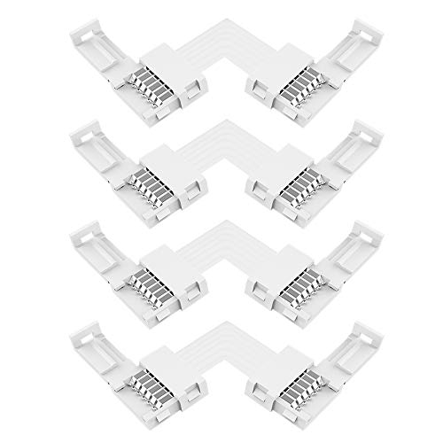 Product Cover Lumary L Shape 6 Pins Connector 4-Pack - iLintek 12mm Right Angle Corner Solderless Connector Clip for iLintek RGB+Warm White+Cold White Strip to Strip Conductor (6 Pin Connector)