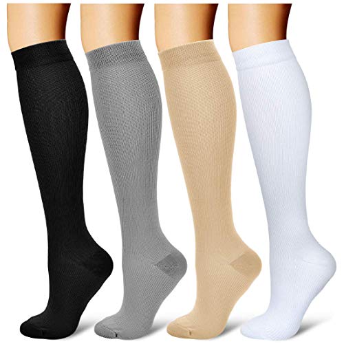 Product Cover 4 Pairs Compression Socks for Men and Women 20-30 mmHg Compression Stockings