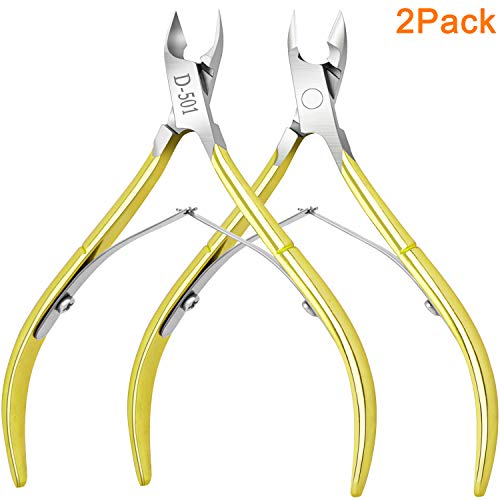 Product Cover 2 Pack Cuticle Nipper- Professional Grade Cuticle Trimmer, Extremely Sharp Cuticle Remover Pedicure Manicure Tool, Perfect Cuticle Remover Tool for Manicure & Pedicure at Home/Spa/Salon[GOLD]
