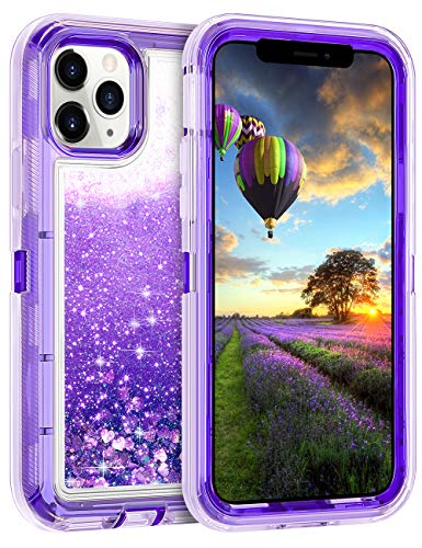 Product Cover Coolden Case for iPhone 11 Pro MAX Cases Protective Glitter Case for Women Girls Cute Bling Sparkle Heavy Duty Hard Shell Shockproof TPU Case for 2019 Release 6.5 Inches iPhone 11 Pro MAX, Purple