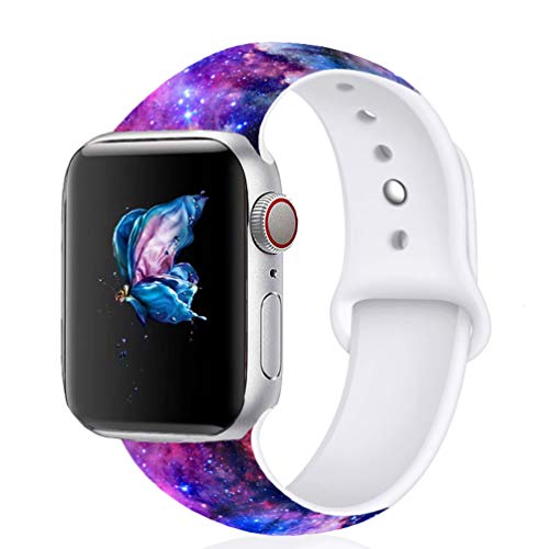 Product Cover Compatible with Apple Watch Band 38mm 40mm 42mm 44mm, Soft Silicone Replacment Sport Bands Strap Wristband Compatible with iWatch Series 3 Series 2 Series 1 (Galaxy, 38/40mm)
