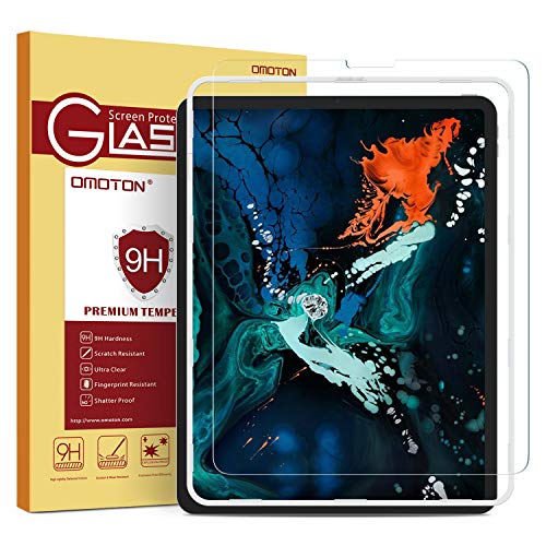 Product Cover OMOTON Tempered Glass Screen Protector for iPad Pro 12.9 2018 Release (3rd Generation) - Sentive Touch, Apple Pencil & Face ID Compatible