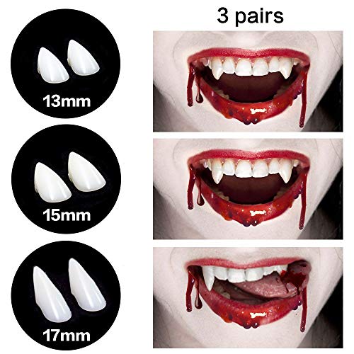 Product Cover CPSYUB Cosplay Vampire Fangs, Cosplay Accessories Halloween Party Prop Decoration Fake Vampire Teeth, Werewolf Fangs Vampire Dentures for Kids / Adults (3 Pairs)