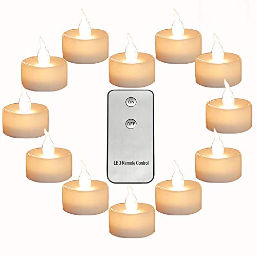 Product Cover Micandle Pack of 12 Remote Control Tea Lights Warm White CR2450 Long Lasting Battery Operated 120 Hours+ Flameless Candle Flickering Light for Wedding Thanksgiving Christmas Party Festival Decoration